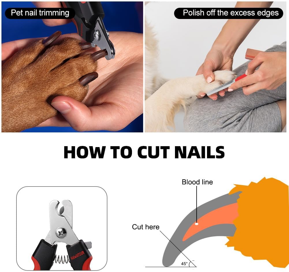 HAWATOUR Dog Nail Clippers, Classic Dog Nail Trimmers with Safety Guard to Avoid Over Cutting, Razor Sharp Blade with Nail File for Pets Large Dogs, Red