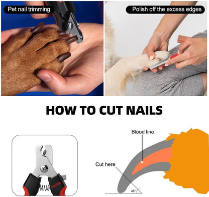 HAWATOUR Dog Nail Clippers, Classic Dog Nail Trimmers with Safety Guard to Avoid Over Cutting, Razor Sharp Blade with Nail File for Pets Large Dogs, Red