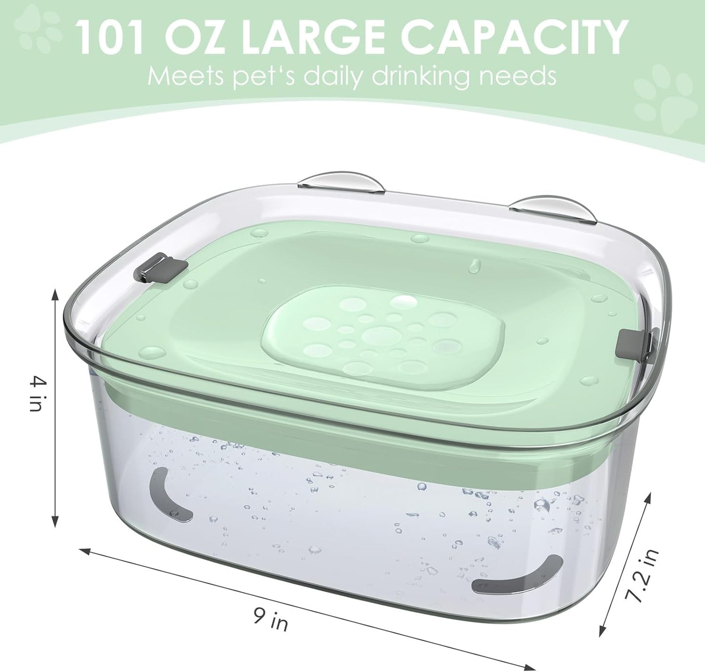 AONKEY 3L Dog Water Bowl No Spill, 101oz Large Spill Proof Dog Bowl Reduce Refill, Anti Splash No Mess Dispenser Dripless Slow Drinking Water Bowl for Sloppy Messy Drinkers (Gray)