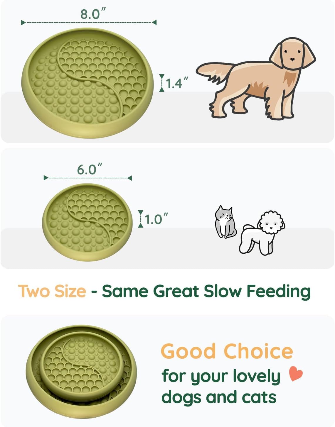 Lick Mat for Dogs, Silicone Slow Feeder Licking Mat with Non-Slip Suction Cups, Freeze-Friendly Lick Bowl for Enrichment Play, Anxiety Relief & Keeps Busy (8.0" x 1.4" Light Blue)