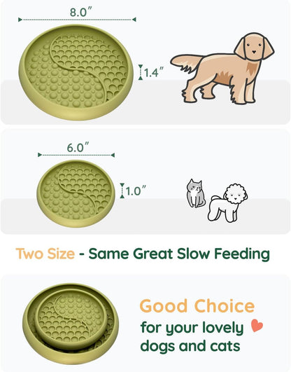 Lick Mat for Dogs, Silicone Slow Feeder Licking Mat with Non-Slip Suction Cups, Freeze-Friendly Lick Bowl for Enrichment Play, Anxiety Relief & Keeps Busy (8.0" x 1.4" Light Blue)