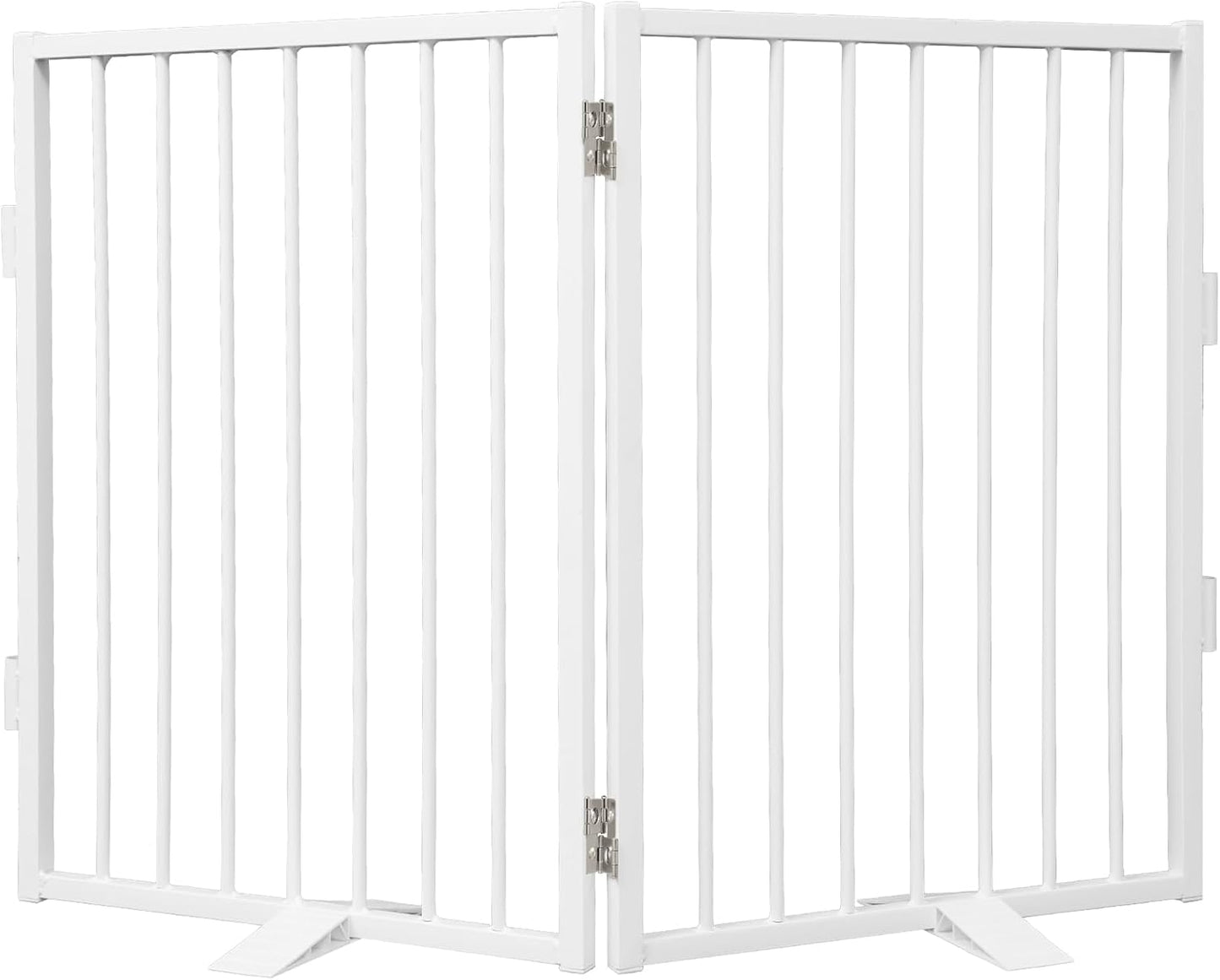 Snagle Paw Full Metal Freestanding Dog Gate,Indoor Dog Gate with Floor Protect Support Feet, 40x24 Inches Foldable Dogs Barrier for Stairs, Hallways and Doorways (24'' H 2 Panel, White
