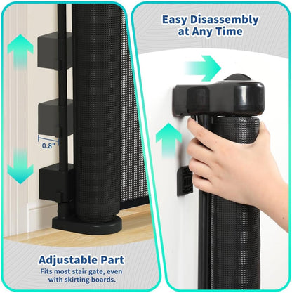 AGESISI Retractable Baby Gate Extra Wide, 149” Wide x 41” Tall Mesh Dog Gates for Stairs & Doorways, Pet Dog Fences One-Hand Operation Child Safety Gate for Indoor or Outdoor, Easy Installation, Black
