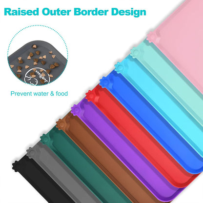 Silicone Waterproof Dog Cat Pet Feeding Mats, Non Slip, Easy Clean Pet Dog Cat Bowl Mats Placemat (18.5" x 11.5") Green