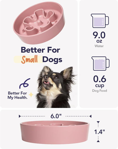 LE TAUCI Dog Bowls Slow Feeder Ceramic, 1.5 Cup Slow Feeding Bowl for Small and Medium Breed, Puzzle Dog Food Bowl for Fast Eater, Maze Purple