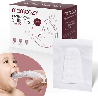 Momcozy Silicone Finger Toothbrush for Baby, Baby Finger Toothbrush for Training Teething, Infant Oral Cleaner, 2 Pcs Silicone Toothbrush