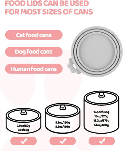 5 PCS Cat Food Can Covers Lids Set, Silicone Pet Food Can Lids with Multi-Function Cat Food Spoon and Opener, Cat Bar Squeezer, Stainless Steel Wet Food Spoon for Cats and Dogs (Pink) (Pink)