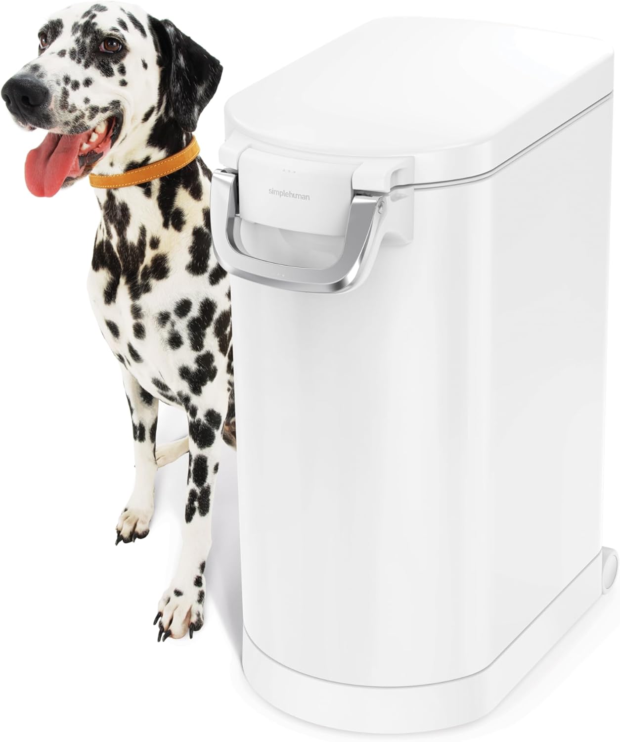 simplehuman Large Pet Food Storage Container, Holds 30-35 lb / 14-16 kg of Dry Dog Food, Cat Food, or Bird Seed, Airtight Lock-Tight Lid with Magnetic Scoop, BPA-Free, Brushed Stainless Steel