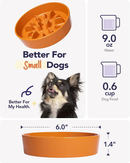 LE TAUCI Dog Bowls Slow Feeder Ceramic, 1.5 Cup Slow Feeding Bowl for Small and Medium Breed, Puzzle Dog Food Bowl for Fast Eater, Maze Purple