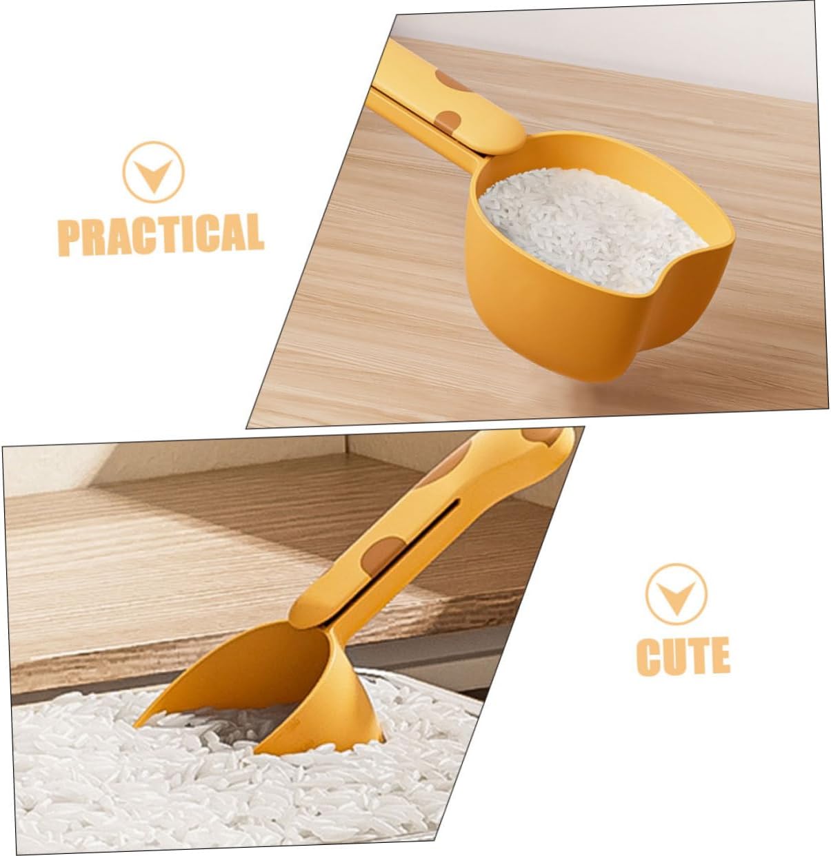 Luxshiny 2pcs Rice Scoop Sealing Clip Skimmer Spoon Dog Food Measuring Scoop for Kitchen