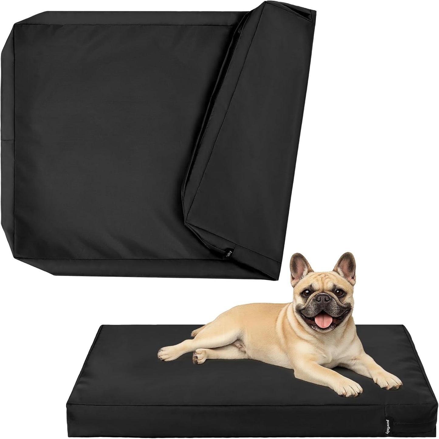 PAWFINITY Waterproof Dog Bed Cover Replacement Washable, Easy to Clean, Pet Hair Resistant, Heavy Duty Oxford, Zipper Closure, Indoor/Outdoor Use, Fits 36 Inch Dog Crate - Large, 34x22x3.5, Black