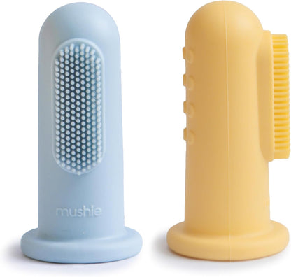mushie Baby Finger Toothbrush (Tradewinds/Stone) 2-Pack
