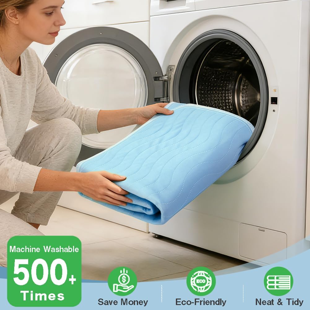 Washable Underpads 36"x36"(4 Pack)– Dual-Sided & Ultra-Thick, Heavy Duty Waterproof Nursing Pads Incontinence Bed Pads, Reusable Washable Pee Pads for Dogs, Diaper Changing & Adults Pads