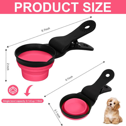 Collapsible Dog Food Scoop Foldable Pet Food Bag Clip 3 in 1 Multi-function Silicone Cat Food Measuring Cup Scoop Dog Food Scooper Pet Food Storage Clip (Green, 1 Cup Capacity(1 Pack))