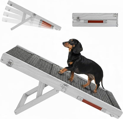2026 Upgraded Dog Ramp for Couch, Foldable Small Dog Ramp for Sofa, 4 Adjustable Height from 13'' to 21", Portable Stable Pet Steps with Non-Slip Pad, Pet Ramps Use for Sofa Couch Stairs