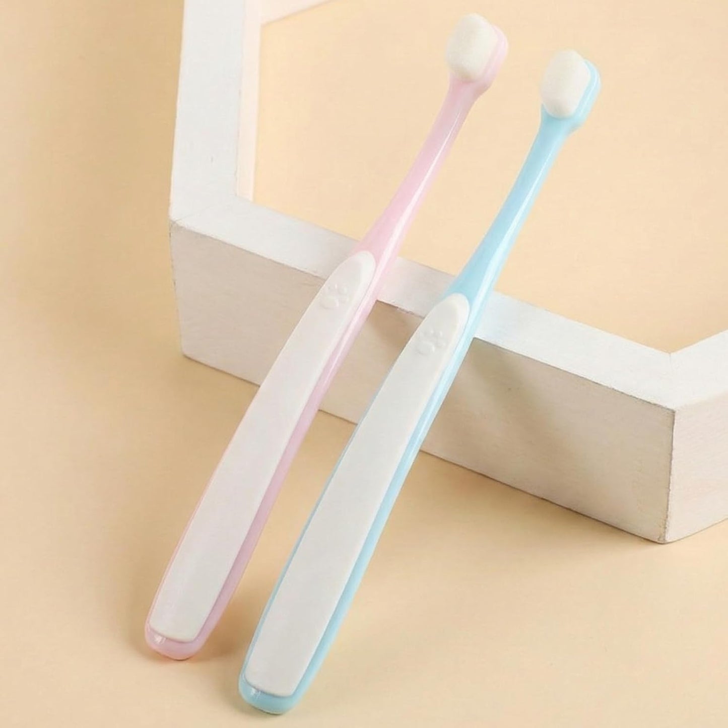 Small Dog Toothbrush, Cat & Puppy Tooth Brushing Kit, Ultra Soft & Mini Head Teeth Brush for Kitten & Tiny Pet, Doggy Toothbrushes Deep Dental Cleaning, 2 PCS - Pink Color