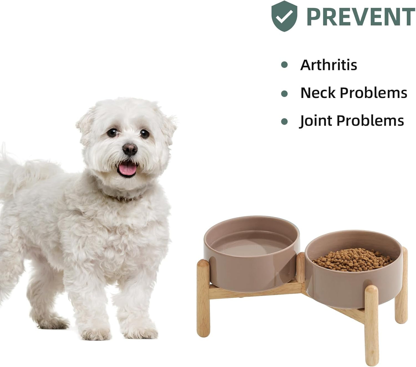 Havniva 8.3inch Ceramic Raised Dog Bowl with Stand, Elevated Dog Bowls for Large Breed Dog Food and Water Bowl Non-Slip Dog Dish Large Capacity Feeding Pet Water Bowl