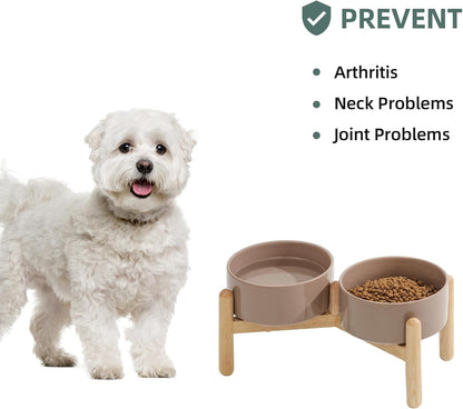 Havniva 8.3inch Ceramic Raised Dog Bowl with Stand, Elevated Dog Bowls for Large Breed Dog Food and Water Bowl Non-Slip Dog Dish Large Capacity Feeding Pet Water Bowl