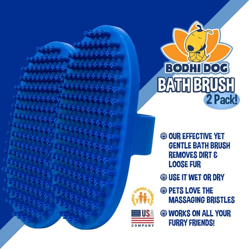 Bodhi Dog Shampoo Brush - Pet Grooming & Bath Supplies for Dogs and Cats - Bath Brush for Long & Short Hair - Premium Scrubber for Shower, Bathing & Massage (One Pack, Blue)