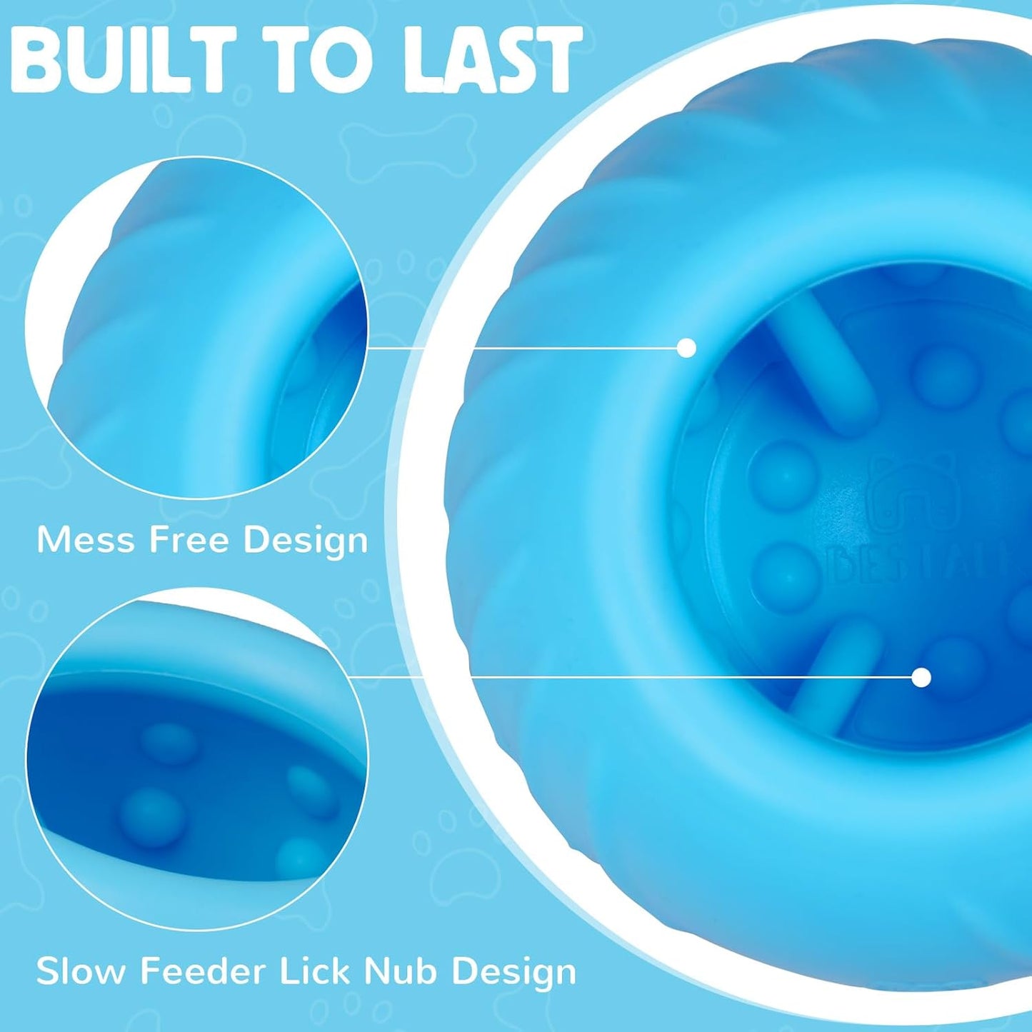 Long-Lasting Dog Lick Toy, Wobbly Dog Enrichment Lick Bowl to Keep Dogs Busy, Interactive Stuffable Dog Treat Feeder for Boredom, Silicone Treat Dispensing Chew Toy(Dark Blue,S)
