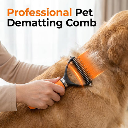 Dual-Sided Pet Grooming Comb for Dogs & Cats, 2026 New 2‑in‑1 Professional Pet Grooming Brush Deshedding Dog Brush, Dematting Comb Undercoat Rake for Dogs Long Haired Pet Grooming Tool (1, Green)