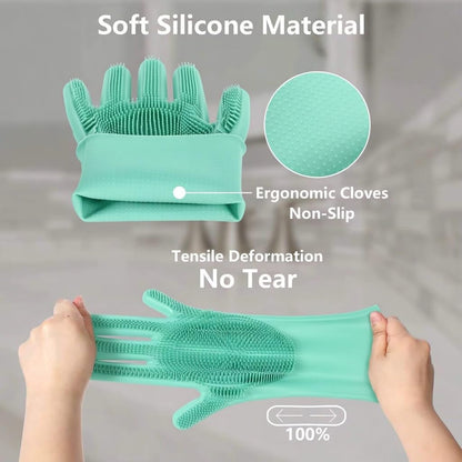 PETLUXE, Pet Grooming Gloves for Dogs & Cats, Silicone Deshedding Brush, Gentle Fur Remover, Bathing & Massage Gloves. 3 Colors Variation (Green)