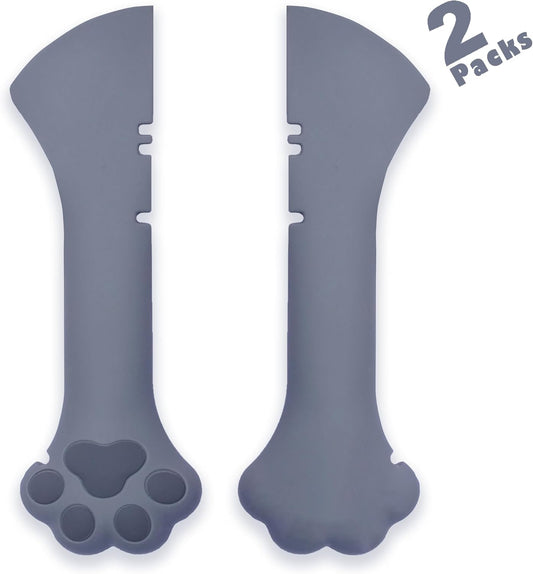 Meow&Woof Cover for Pet Can Food/Cat Wet Food Spoon/Lid for Dog Cans/Cute Paw Shape One Lid One Spoon Pack (Gray)