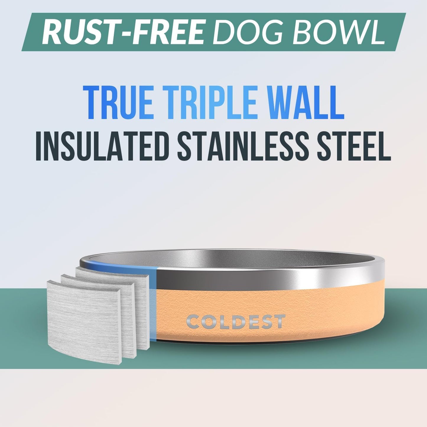 Coldest Dog Bowl - Anti Rust Metal, Non Slip, 3 Layers Insulated Stainless Steel Dog Bowls - Spill Proof & Heavy Duty - Water Bowl for Dogs, Cats & Pets, Dish Washer Safe (21 oz, Stealth Black)