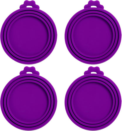 PINE & LINEN 4 Pcs 2.5inch Durable Pet Can Lids, Silicone Small Pet Can Covers Waterproof Cat Food Cans Lids for 3 oz Cat Food Cans（Yellow+Red+Pink+Blue）