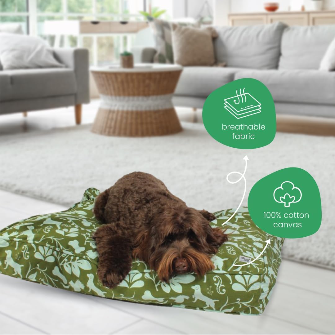 Molly Mutt Medium to Large Dog Bed Cover- Forever Young Print - Measures 27”X36”X5’’ - 100% Cotton - Durable - Breathable - Sustainable - Machine Washable Dog Bed Cover (Dd82b)