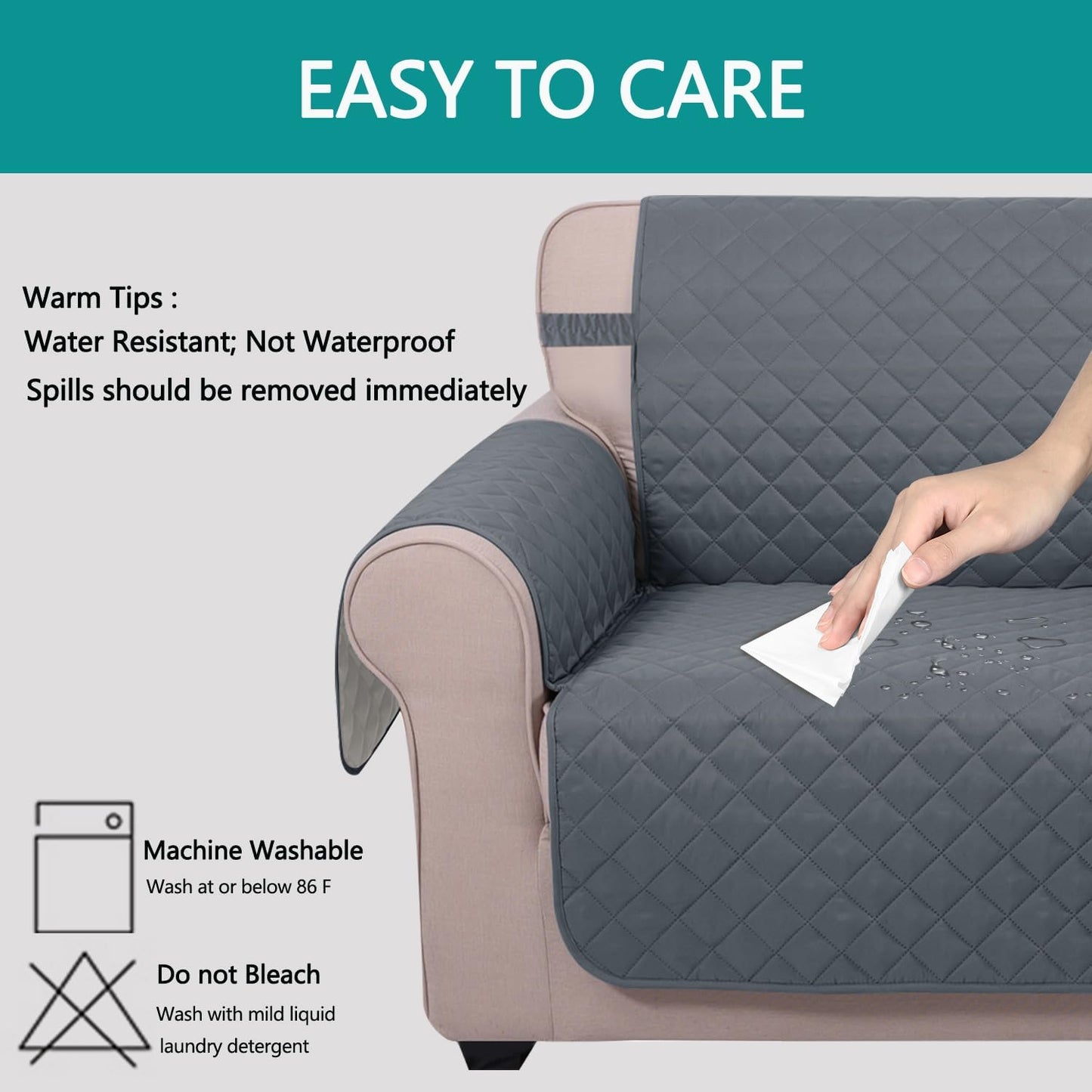 U-NICE HOME Reversible Sofa Cover Washable Couch Cover for Dogs Friendly with Elastic Straps Water Repellent Furniture Protector for 3 Cushion Couch (Sofa, Coffee/Beige) - Colors B