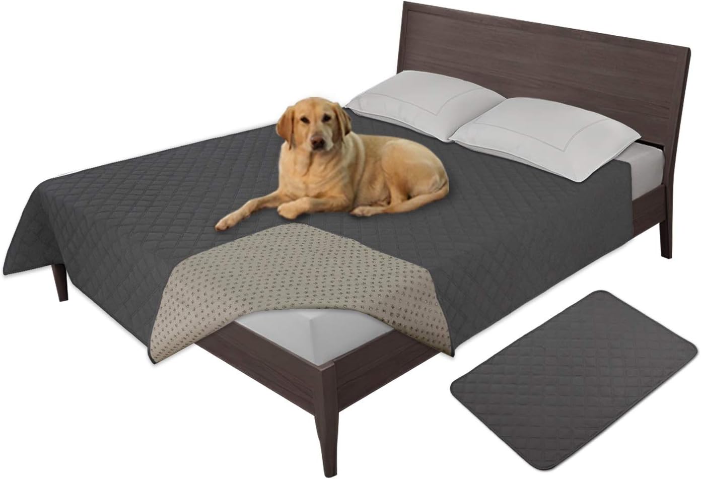 Easy-Going 100% Waterproof Dog Bed Cover, Non-Slip Pet Blanket for Furniture, Washable Couch Cover, Repleasement Sofa Cover (68x82 in,Gray)