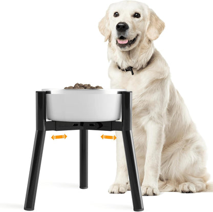 Elevated Dog Bowls for Large and Extra Large Dogs, Adjustable Width Dog Bowl Stand for 7-10.6" Wide Bowls, Food and Water Feeder, 13.7 in Tall Single Holder (Bowl Not Included)