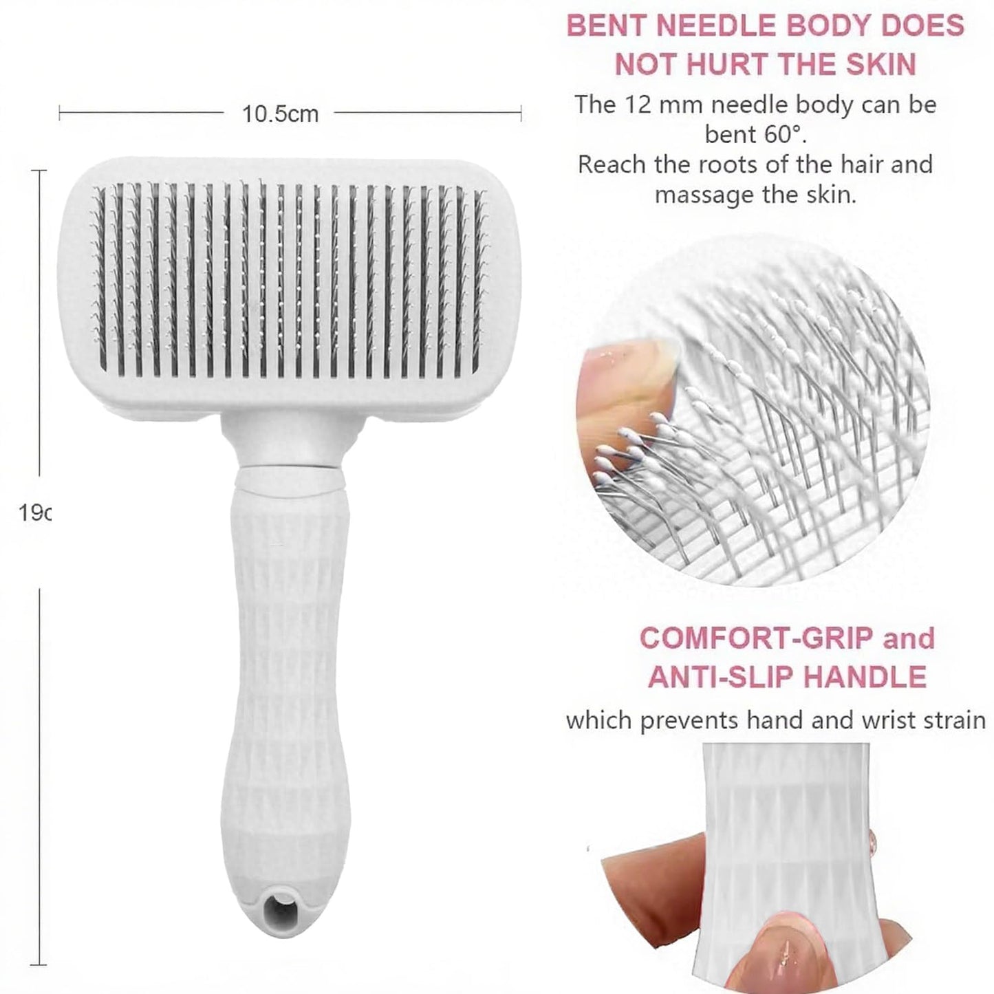 Self-Cleaning Slicker Brush, Dog Cat Bunny Pet Grooming Shedding Brush, Easy to Remove Loose Undercoat, Pet Massaging Tool Suitable for Pets with Long or Short Hair (Black)