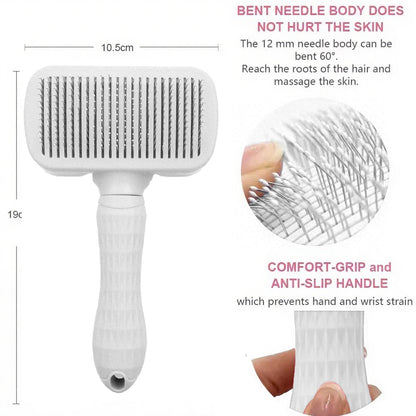 Self-Cleaning Slicker Brush, Dog Cat Bunny Pet Grooming Shedding Brush, Easy to Remove Loose Undercoat, Pet Massaging Tool Suitable for Pets with Long or Short Hair (Black)