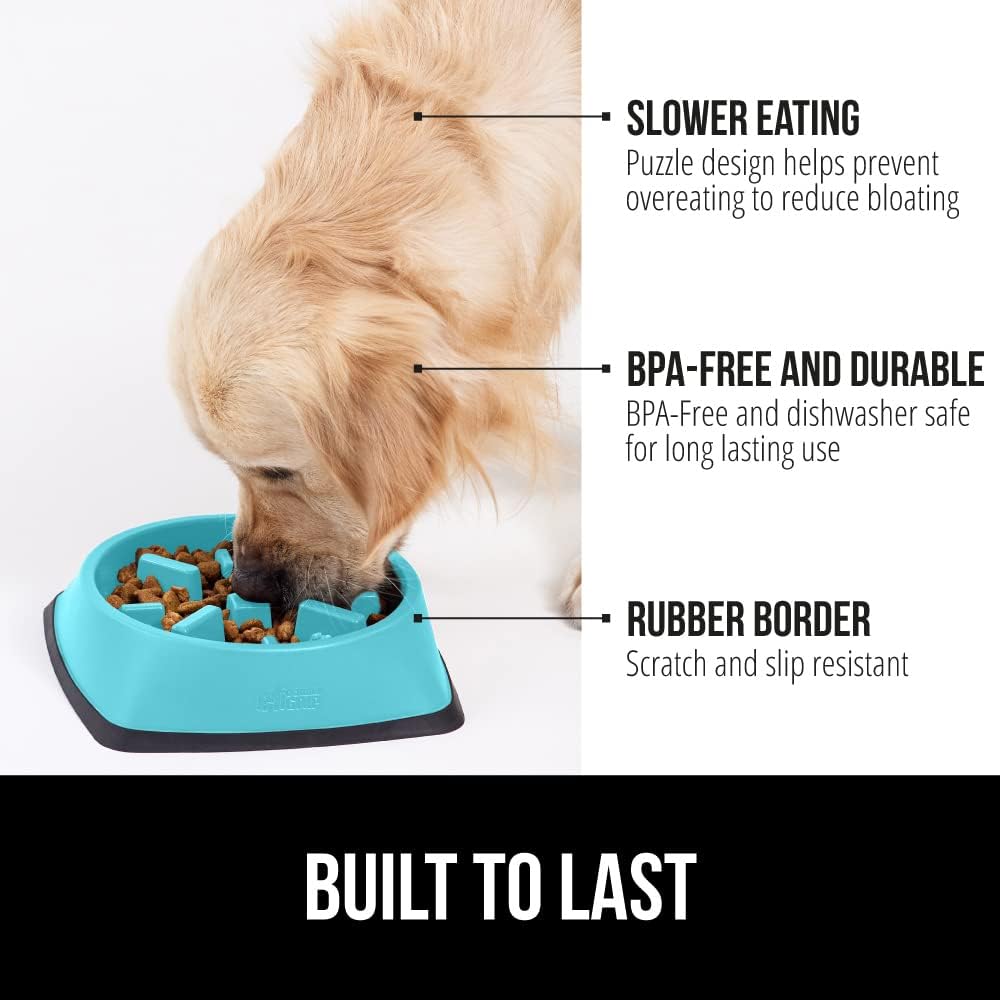 GORILLA GRIP® Patented BPA Free Slow Feeder Dog Bowls, Interactive Puzzle Toy for Dogs and Cats Food Training Enrichment, Keeps Pets Busy and Prevents Puppy Overeating, Small Breeds, 1 Cup, Gray