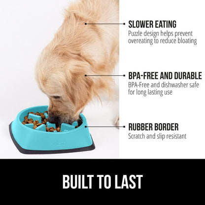 GORILLA GRIP® Patented BPA Free Slow Feeder Dog Bowls, Interactive Puzzle Toy for Dogs and Cats Food Training Enrichment, Keeps Pets Busy and Prevents Puppy Overeating, Small Breeds, 1 Cup, Gray