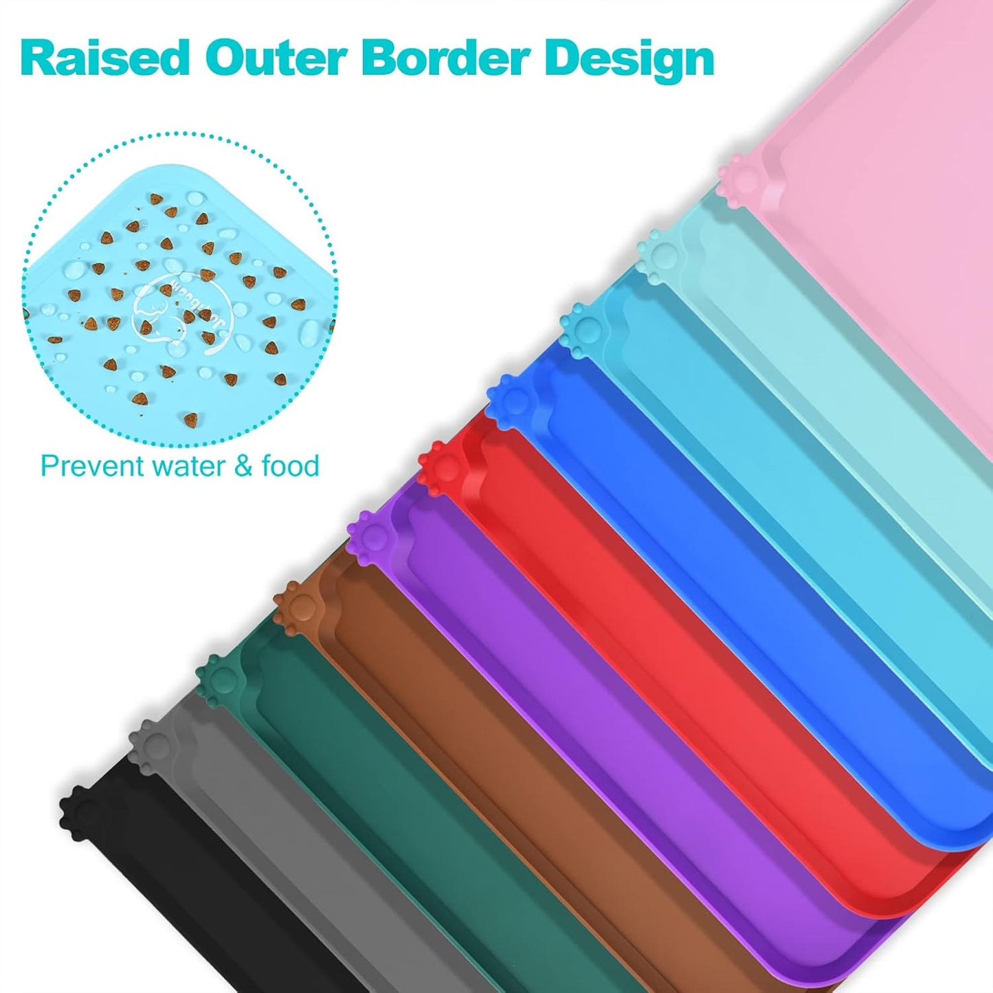 Silicone Waterproof Dog Cat Pet Feeding Mats, Non Slip, Easy Clean Pet Dog Cat Bowl Mats Placemat (18.5" x 11.5") Green