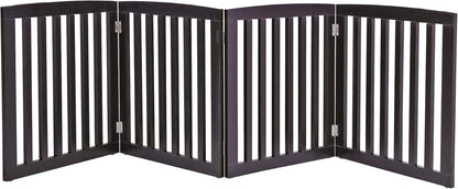 24 Inch Freestanding Indoor Retractable Dog Gate Pet Gate for Stairs, Hallways or Doorways 3 Panels Indoor Foldable Puppy Dog Fence Wooden Safety Fence, White