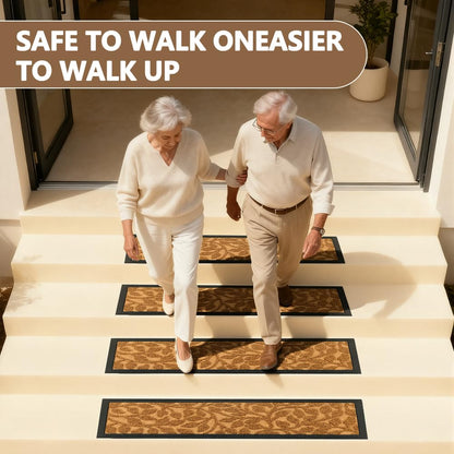 Stair Runners for Wooden Steps, Non Slip Stair Carpet Treads, 2 Pcs 30" x 8.5" Stair Mats Rug Heat Insulation Rubber Backing, Staircase Step Treads for Elders, Dogs & Kids, Coco Lattice.