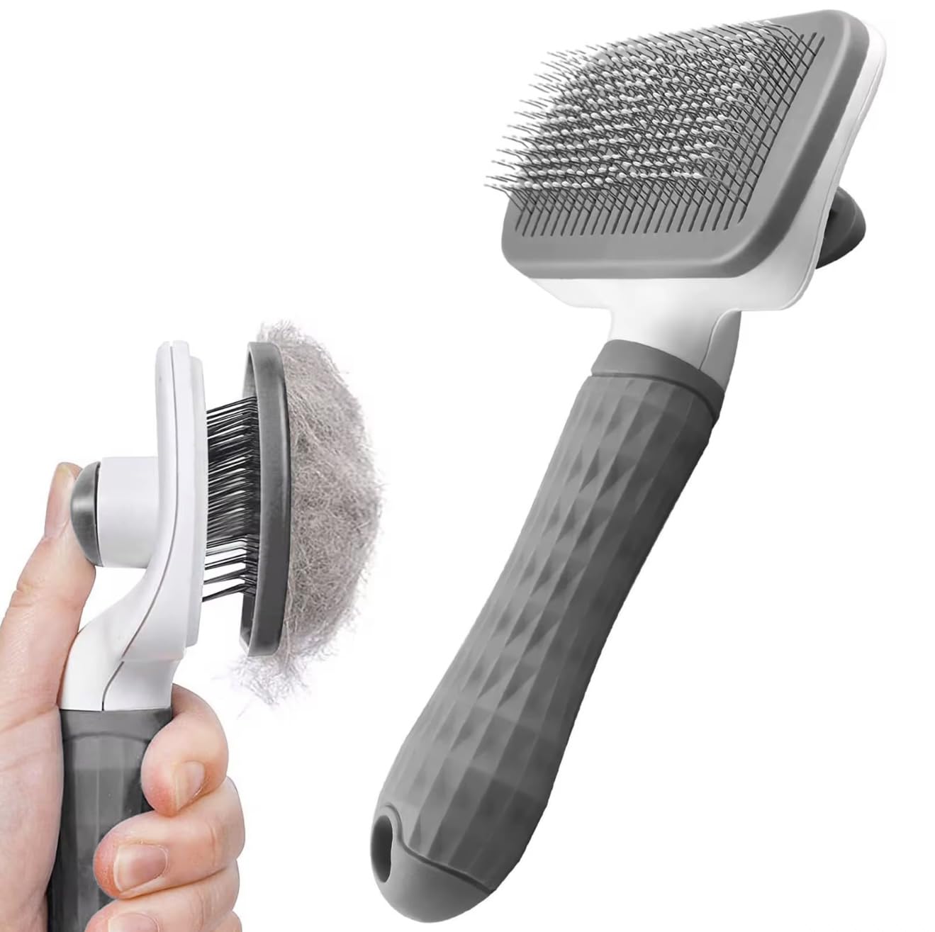 We Love Doodles Professional Slicker Brush for Goldendoodles and Long-Haired Dogs, Self-Cleaning Grooming Tool with Ergonomic Handle, Fine Wire Bristles, Blue (Blue)