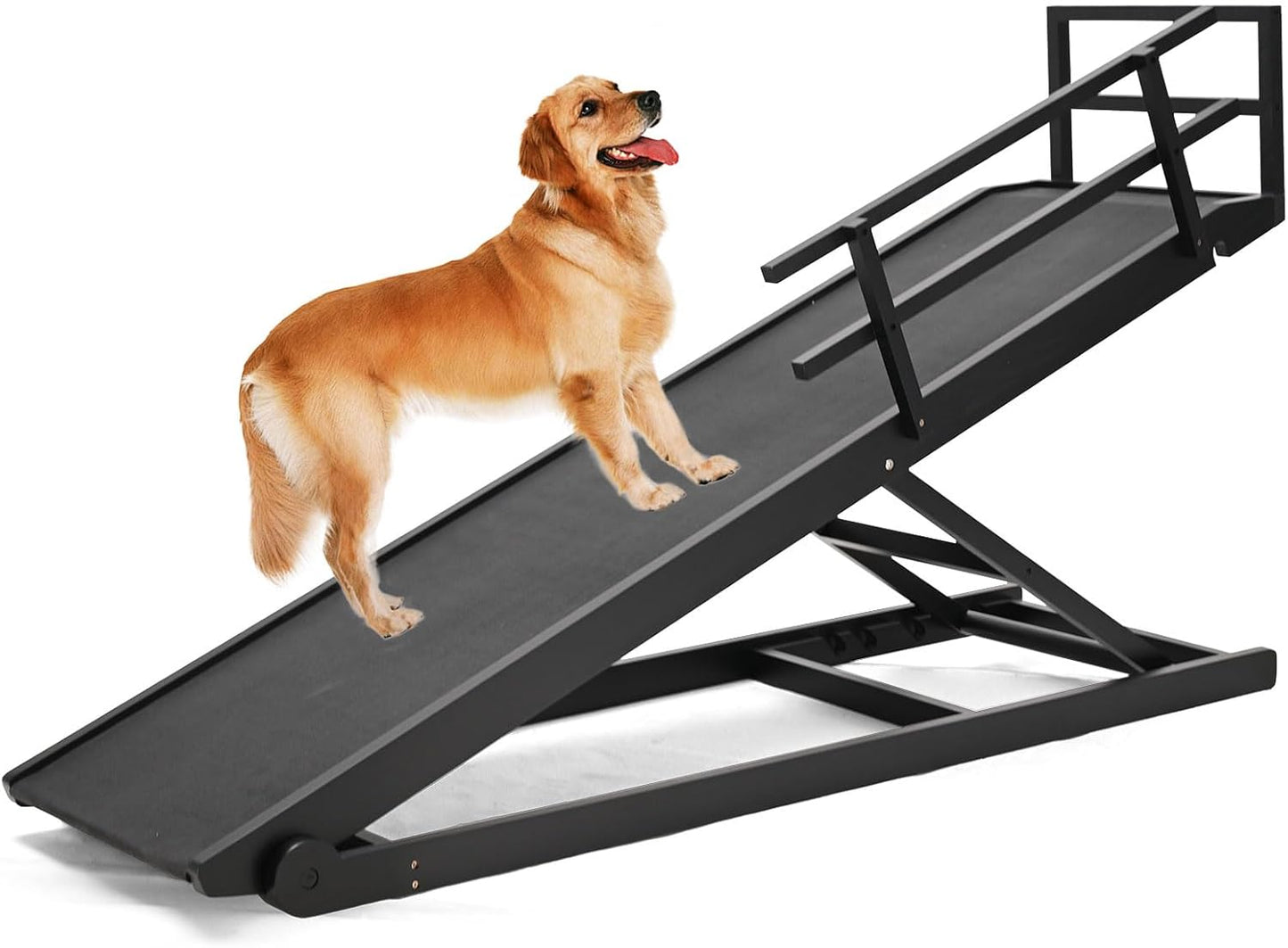 Dog Ramp for Couch, 5-Level Adjustable Wooden Pet Ramp for Bed & SUV, Adjustable Height 15.7"-23.6",Folding Non Slip Dog Ramps for Small Large Senior Dogs & Cats - Furniture Quality