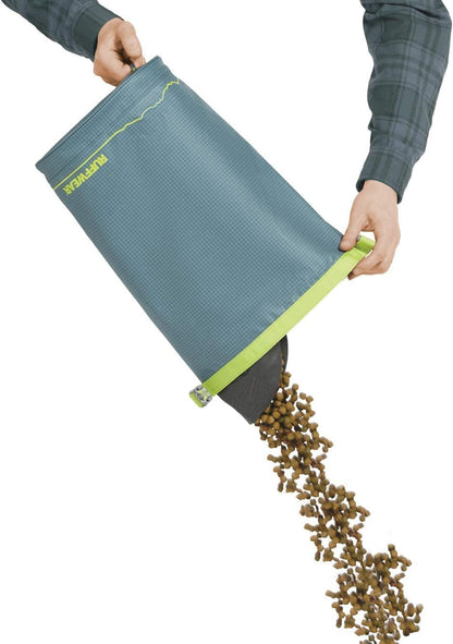 Ruffwear, Kibble Kaddie Dog Food Travel Bag, Roll-Down Closure Storage, Easy-Pour Spout, Compact Waterproof Odor-Sealing Liner with Stash Pocket, 10L/42 Cups, Camping Road Trip Essential, Basalt Gray