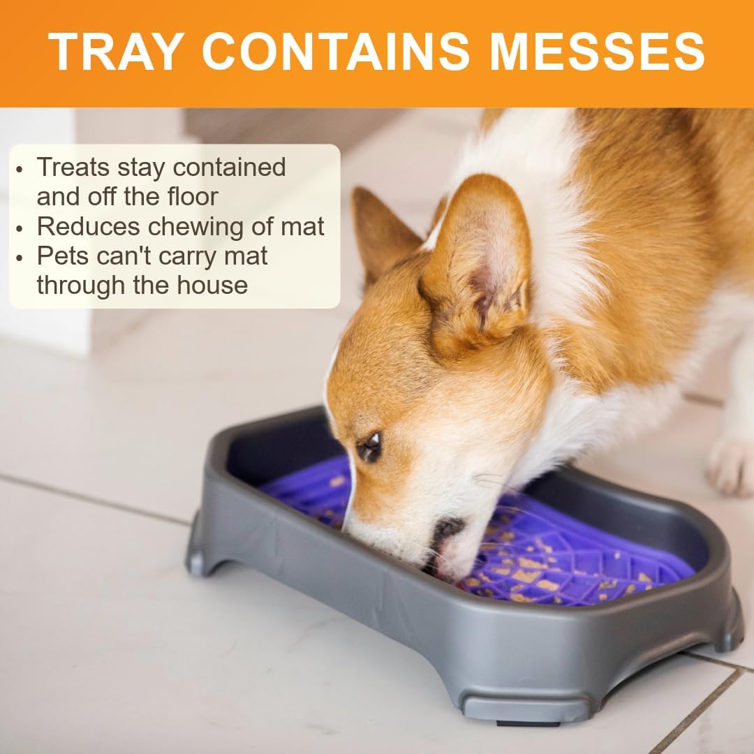 Neater Pets Neat-LIK Dog Lick Mat w/Mess-Proof Tray, Lick Mat for Dogs, Cats, Puppy, Reduces Anxiety & Boredom, Peanut Butter Slow Feeder, Interactive Treat Licking Pad (Green/Vanilla Bean)