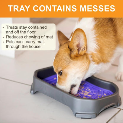 Neater Pets Neat-LIK Dog Lick Mat w/Mess-Proof Tray, Lick Mat for Dogs, Cats, Puppy, Reduces Anxiety & Boredom, Peanut Butter Slow Feeder, Interactive Treat Licking Pad (Green/Vanilla Bean)