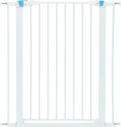 MidWest Homes for Pets 39 Inches Tall Walk-Though Steel Pet Gate, Pressure Mounted Dog Gatewith Glow Strip Measures 29-38 Inches Wide & Includes Two 3-Inch-Wide Extensions, Graphite