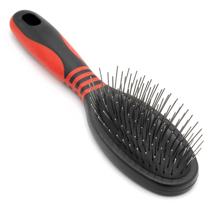 Jeffers Pet Dual Level Pin Universal Slicker Brush for Dogs, Cats & Small Pets - Curved Grooming Brush with Long & Short Pins for Shedding, Detangling, Finishing - Remove Mats & Dead Coat - Large