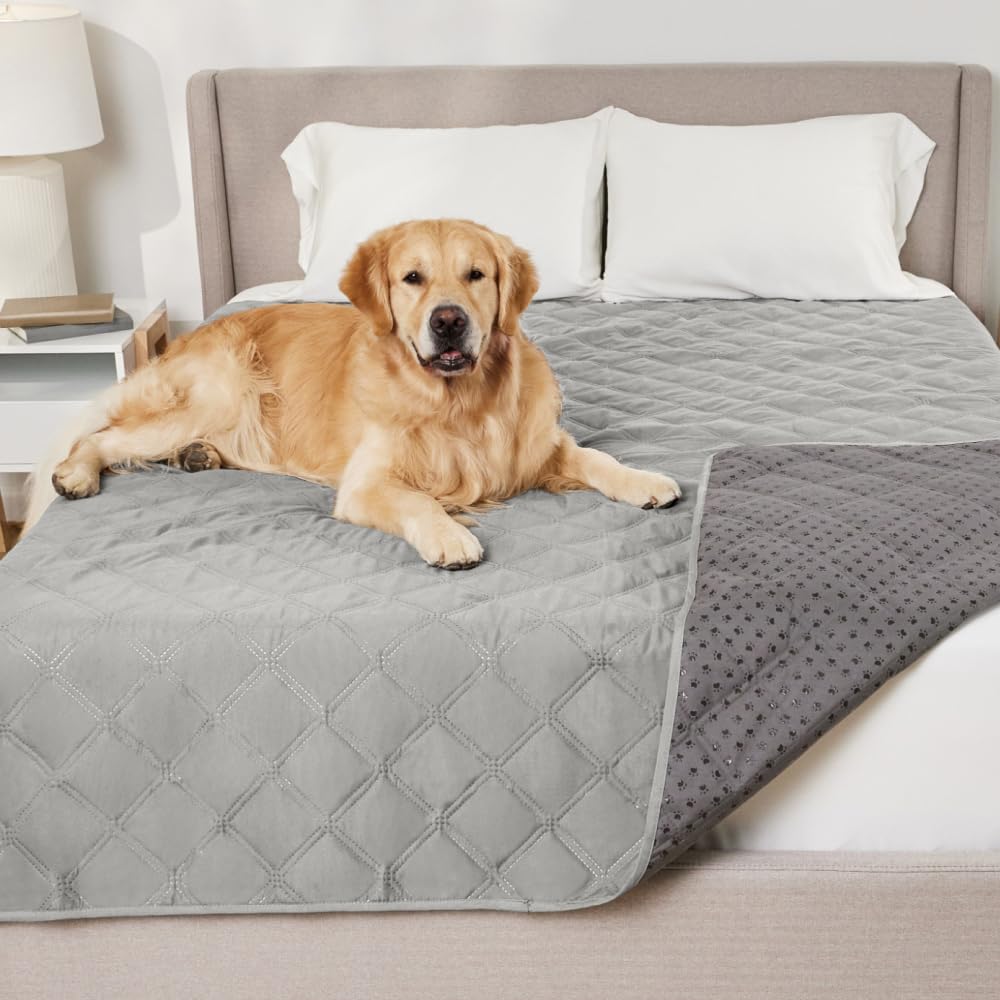 GORILLA GRIP® Waterproof Dog Blanket, Leakproof Couch Cover for Dogs, Silicone Grip Backing, Protects Sofa, Sectional, Bed, Crate, Car & RV, Tear-Resistant Washable Senior Pet Blanket, 30x70 Charcoal