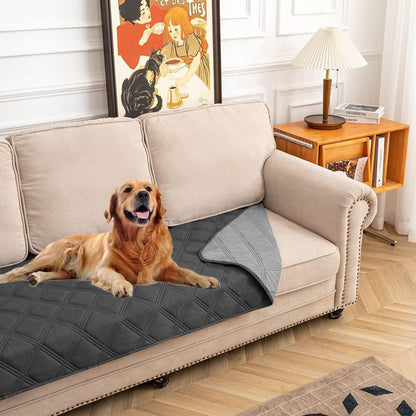 fuguitex Waterproof Dog Blanket, Pet Friendly Reversible Throw Essential for Small Dogs, Tear Resistant Leakproof Washable Couch Cushion Bed Protector Cover for Indoor Furniture（30"*70",Beige+Cream