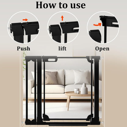 WAOWAO Clear Baby Gate for Stairs Modern Design Acrylic Auto Close Pet Gate, 29.52-37.79" Wide Safety Baby Gate for Doorways,White Clear Dog Gates Indoor, Hallways,Kitchen
